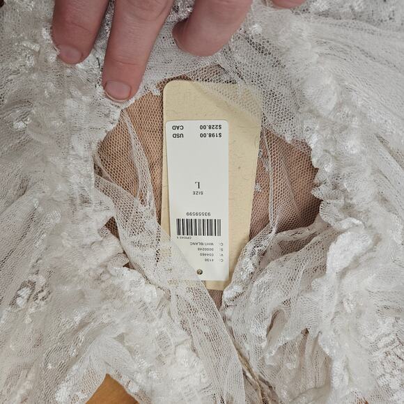 Anthropologie Me Be Ruffle Maxi Dress Wedding White Boho Cottagecore Lace - Picture 7 of 10